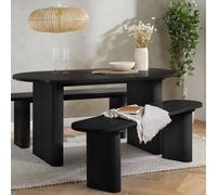 Birlea Axel Oval Fluted Dining Table With 2 Benches In Black Black One Size