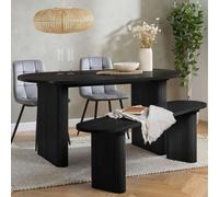 Birlea Axel Oval Fluted Dining Table With 2 Chairs And Bench