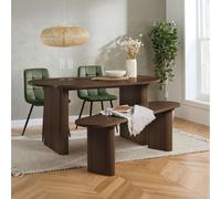 Birlea Axel Oval Fluted Dining Table With 2 Chairs And Bench