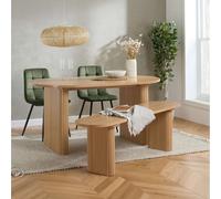 Birlea Axel Oval Fluted Dining Table With 2 Chairs And Bench
