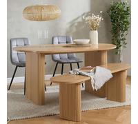 Birlea Axel Oval Fluted Dining Table With 2 Chairs And Bench