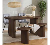 Birlea Axel Oval Fluted Dining Table With 2 Chairs & Bench in Brown Birlea Brown