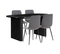 Birlea Axel Oval Fluted Dining Table With 4 Chairs in Black Birlea Black