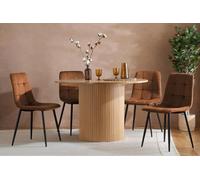 Birlea Axel Round Fluted Dining Set Table With 4 Chairs