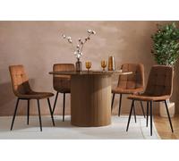 Birlea Axel Round Fluted Dining Set Table With 4 Chairs