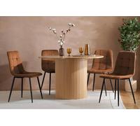 Birlea Axel Round Fluted Dining Set Table With 4 Chairs In Brown Brown One Size