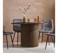 Birlea Axel Round Fluted Dining Table With 4 Chairs in Brown Birlea Brown