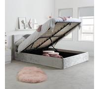 Birlea Berlin King Ottoman Bed Steel Crushed Velvet