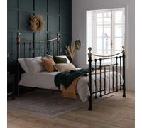 Bronte King Size Black and Antique Brass Metal Bed Frame - Birlea - Wilko