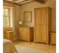 Birlea Brown Wooden 4 Piece Furniture Set Wardrobe Chest Of Drawers Bedsides Woburn Brown One Size