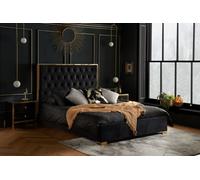Black King Size Bed Frame Chelsea Upholstered Headboard 150cm 5FT Fabric