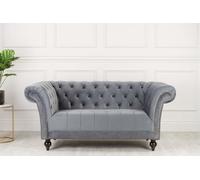 Chesterfield Sofa 2 Seater Birlea Chester Grey Velvet Studded Settee
