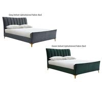 Birlea Clover Green and Grey Upholstered Fabric Bed Small Double, Double, King
