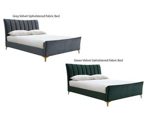 Birlea Clover Green and Grey Upholstered Fabric Bed Small Double, Double, King