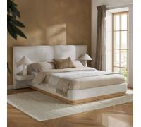 Birlea Como King Size Bed Frame White Fabric Hotel Style built in bedsides Birlea White King