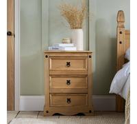 Birlea Corona Large 3 Drawer Bedside Cabinet Bedside Mexican Chest In Natural Natural One Size