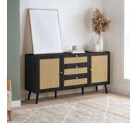 Birlea Croxley 2 Door 3 Drawer Sideboard Black Rattan Storage Cabinet