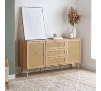 Birlea Croxley 2 Door 3 Drawer Sideboard Oak Rattan Storage Cabinet