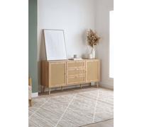 Birlea Croxley 2 Door 3 Drawer Sideboard Oak Rattan Storage Cabinet in Light Oak Birlea Light Oak
