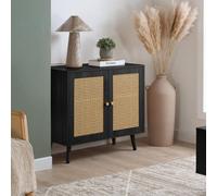 Birlea Croxley 2 Door Sideboard Black Rattan Storage Cabinet