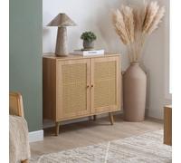 Birlea Croxley 2 Door Sideboard Oak Rattan Storage Cabinet