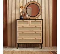 Birlea Croxley Chest of 5 Drawers Rattan Croxley Mid Century Modern in Black Birlea Black