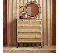 Birlea Croxley 5 Drawer Rattan Chest, Brown