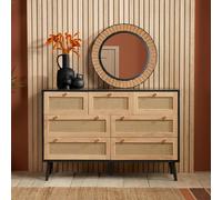 Black Chest of 7 Drawers Rattan Birlea Croxley Mid Century Modern