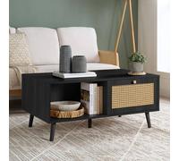 Birlea Croxley Coffee Table Black Rattan with Storage Birlea Black