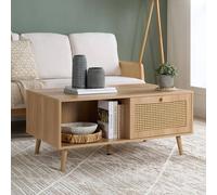 Birlea Croxley Coffee Table Oak Rattan with Storage in Brown Birlea Brown