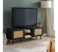 Birlea Croxley Large Tv Unit Black Rattan Entertainment Stand