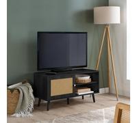 Birlea Croxley Small Tv Unit Black Rattan Entertainment Stand