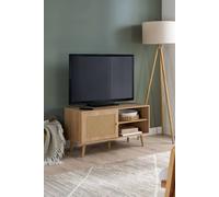 Birlea Croxley Small TV Unit Oak Rattan Entertainment Stand in Light Oak Birlea Light Oak