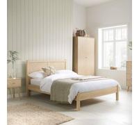 Double Bed Frame Oak Brown Wooden Herringford 4ft 6 135cm