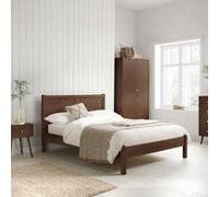 Birlea Double Bed Frame Walnut Herringford 4Ft6 135Cm Chevron Parquet