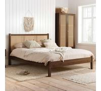 Birlea Double Rattan Bed Frame Walnut Croxley 4Ft6 Double 135Cm In Brown Brown Double