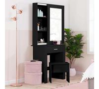 Black Dressing Table with Mirror Birlea Evelyn Sliding Vanity Desk Make Up