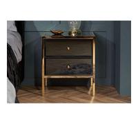 Birlea Fenwick 2 Drawer Bedside Black & Gold