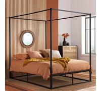 Birlea Four Poster Bed Frame Black Metal 4 Poster Canopy Farringdon Black Small Double