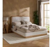 Birlea Girona King Size Bed Frame White Fabric With Wood Effect Detail White King