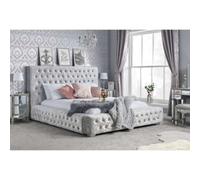 Velvet Super King Bed Frame Grey Birlea Grande 5FT Crushed Fabric Designer