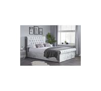 Birlea Grey Fabric Ottoman Bed Frame Storage Sienna Crushed Velvet in Metallic Silver | Size: Double Birlea Metallic Silver Double