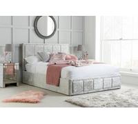Birlea Hannover Small Double Ottoman Bed Steel Crushed Velvet