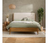 Birlea Hatti White Faux Fur And Natural Wooden Bed Frame Double Size
