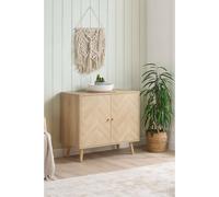 Birlea Herringford 2 Door Sideboard Storage Cabinet Oak Parquet Design
