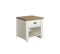 Birlea Highgate 1 Drawer Lamp Table Cream & Oak Effect