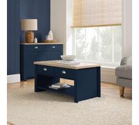 Birlea Highgate 2 Drawer Coffee Table Navy Blue & Oak
