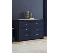 Birlea Highgate 6 Drawer Chest Navy Blue & Oak