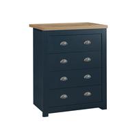 Birlea Highgate 4 Drawer Chest - Navy Blue & Oak - Farmhouse Style