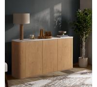 Birlea Kagu 3 Door Sideboard Fluted Ribbed Oak & Marble effect in Light Oak Birlea Light Oak